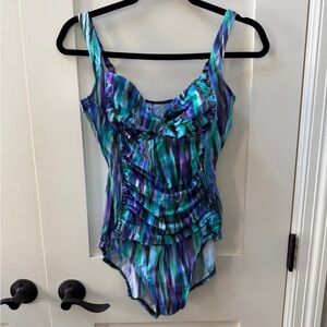 Trimshaper Vibrant Striped Swimsuit